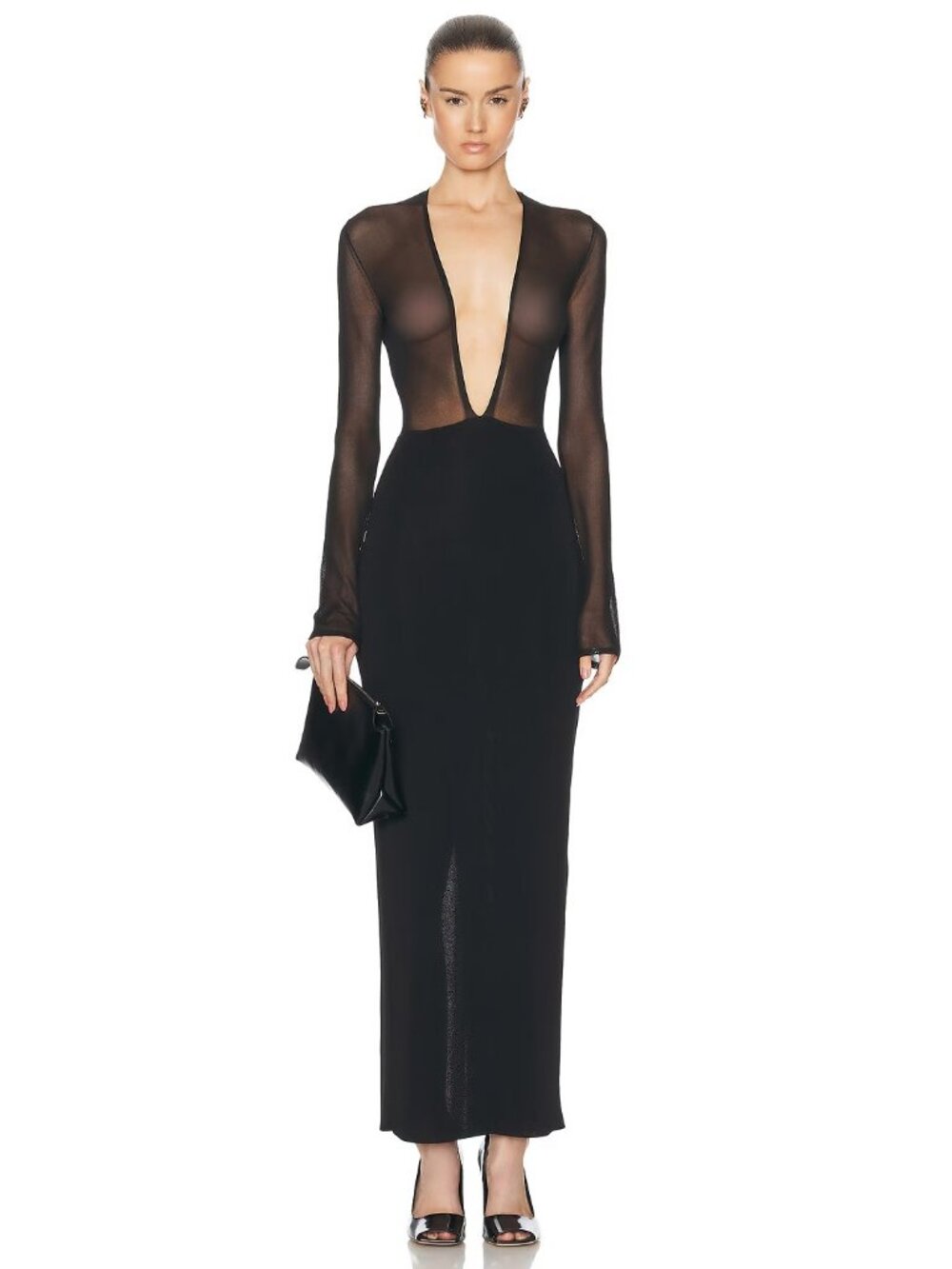 KHAITE Sansa Dress in Black Knit Long Sleeve